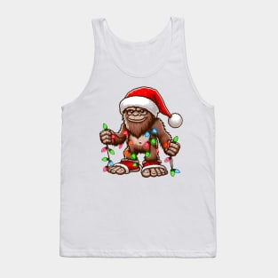 Bigfoot Santa Christmas Tree Lights Tank Top